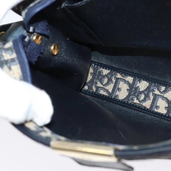 Christian Dior Trotter Canvas Shoulder Bag Navy Gold Auth ep10451 - Picture 13 of 16